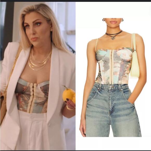 SUPERDOWN Ziva Bustier Art Print Top Women's Size XS - Picture 12 of 12